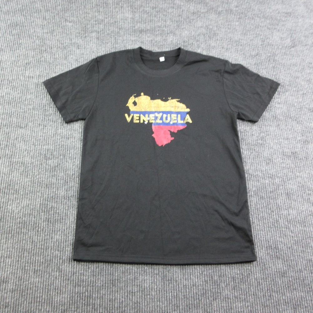Venezuela Map Shirt Mens M Black Crew Neck 100% Cotton Print Graphic Tee